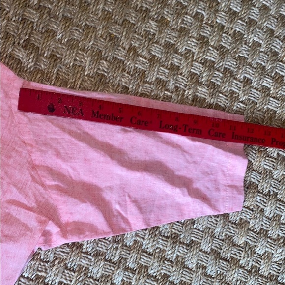 Gallego Desportes Orange Linen blend Button-Up Shirt stand Up collar 3/4 Sleeve - Picture 8 of 12